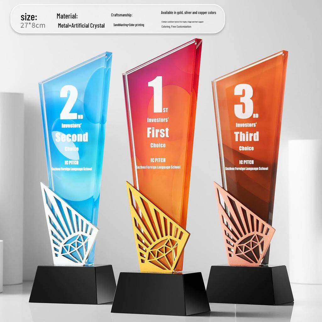 Dazzling Custom Crystal Trophy for Exceptional Employee Achievement and Event Commemorations - Professional Design and Engraving