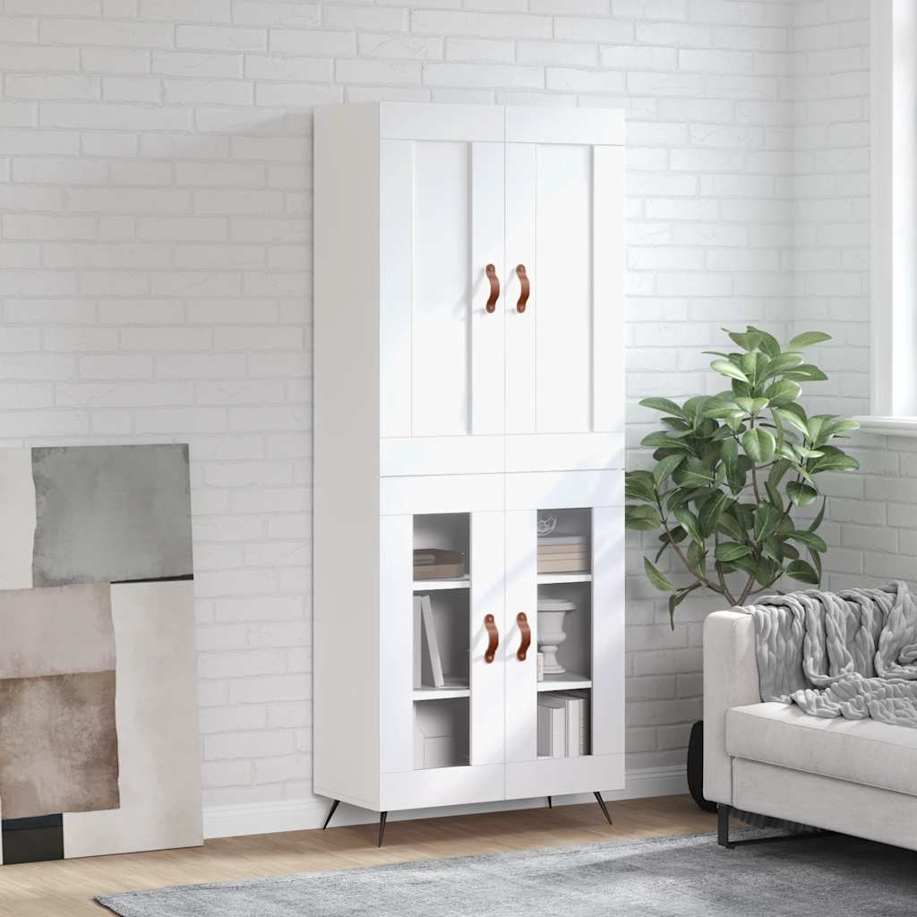 Highboard in White 69.5 x 34 x 180 cm engineered wood