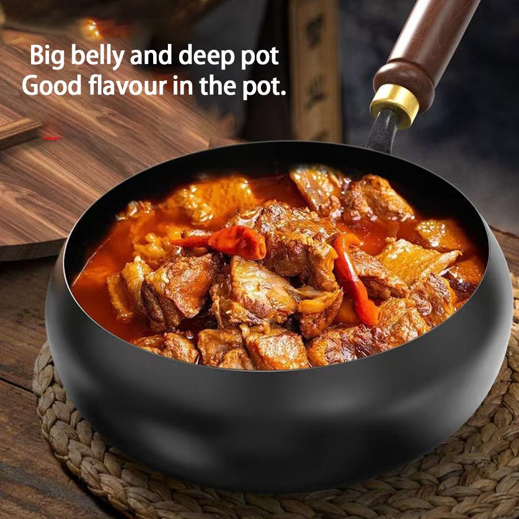Household Small Flat Bottom Frying Pan Handmade Forging Big Belly Pot Uncoated NON-STICK PANKitchen Gas Stove Universal Pan