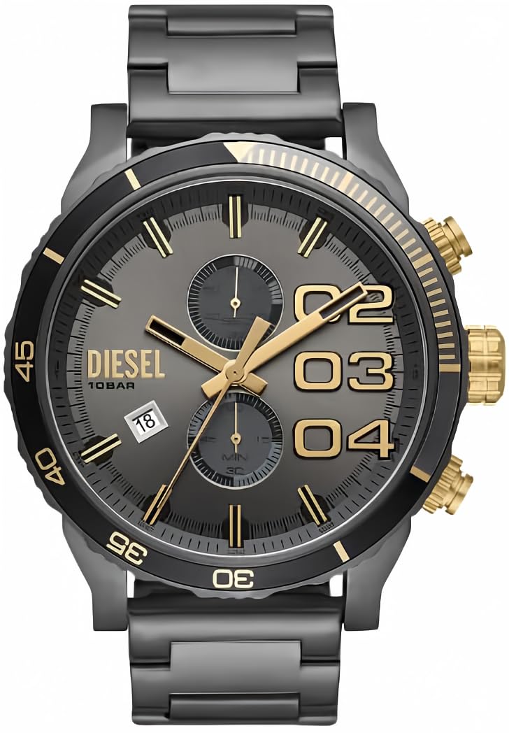 

Diesel DZ4614 51мм Часы-хронограф Double Down из нержавеющей стали цвета серого оружейного металла с мужским циферблатом 2.0, браслет, серый, хронограф. серый