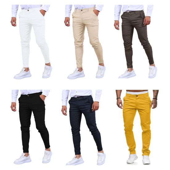 Men Pants Slim Fit Mid Waist Solid Color Soft Breathable Pockets Business