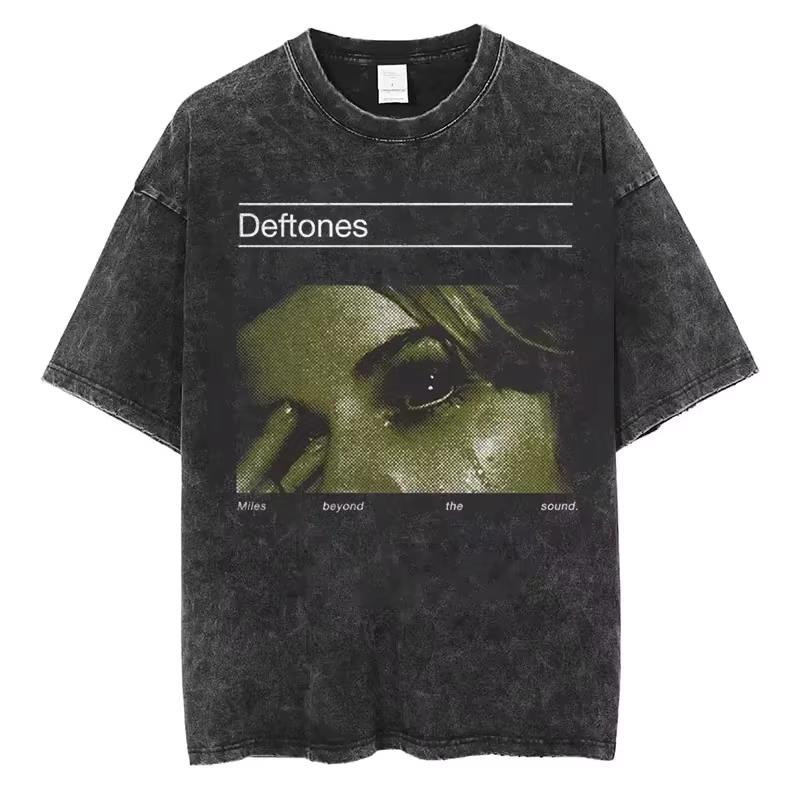 Hip Hop Nostálgico Deftones Hombres Mujeres Verano Oversize Camiseta Lavada Algodón Vintage Tendencia Camisetas Streetwear Tops Manga Corta