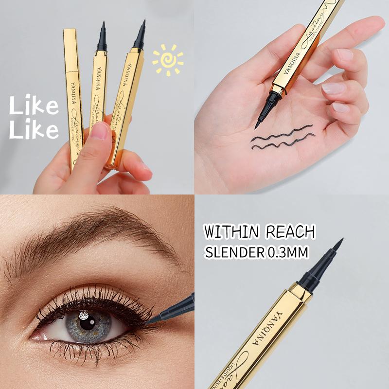 Waterproof Sweatproof Smudge-proof Black Eyeliner Liquid Pen, Quick Dry Long Lasting Eye Makeup Cosmetics for Beginners