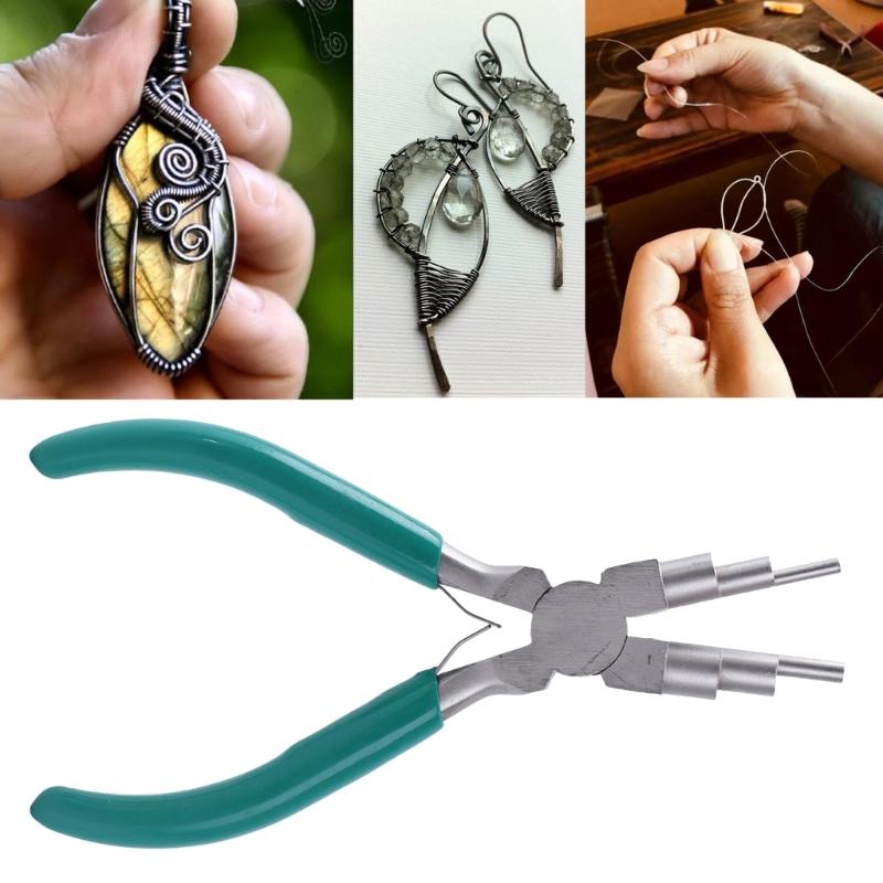 Kombinerki okrągłe 6 w 1 do owijania drutu tworzenia biżuterii zginania drutu zaciskania pętli Ergonomiczny uchwyt do tworzenia zawieszek