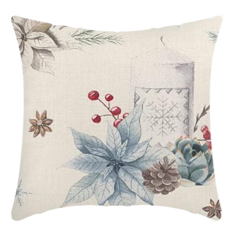 Weihnachtsmann Leinenkissen Wohnzimmer Cartoon Elch Geschenk Dekoration Sofa Rücken Print Kissenbezug