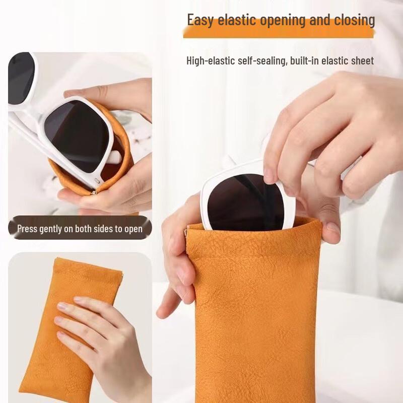 Fumede Women's Portable Leather Eyeglass Pouch