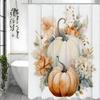 Fall Harvest Season Pumpkin Shower Curtain, Bathroom Decorative Shower Curtain, Waterproof Shower Curtain with Hooks