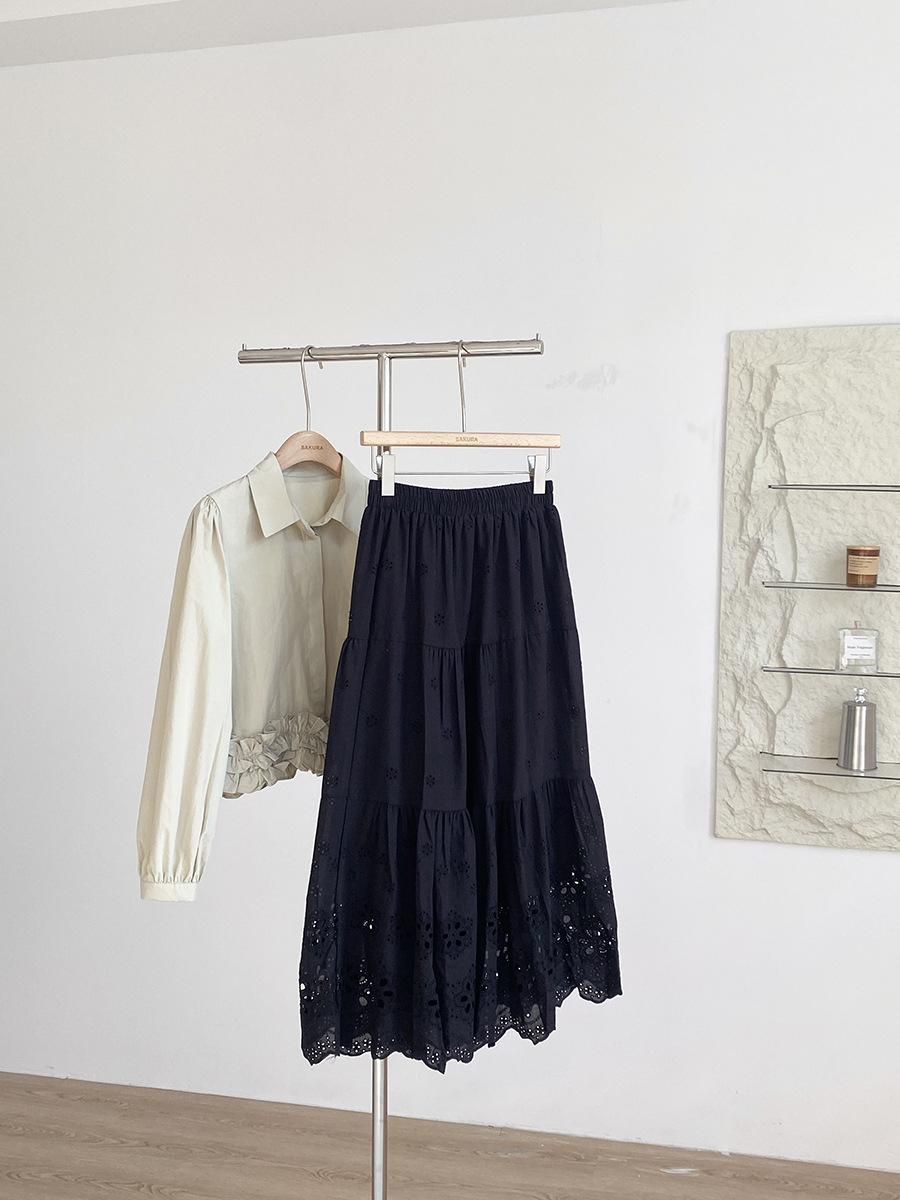 

Эластичная юбка с высокой талией, темпераментная элегантная женская одежда, средняя и длинная юбка А-образного силуэта, весна и лето, новое полое платье one size fits all