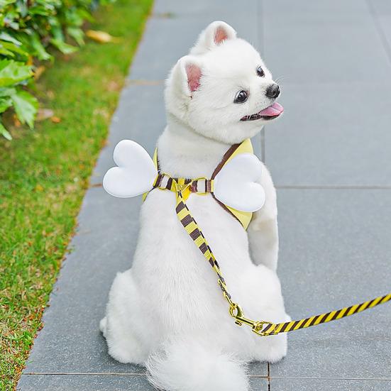 Bee Shaped Small Dog Harness And Leash Set Cartoon Puppy Walking Vest Harness with Wing for Small Dogs Cats