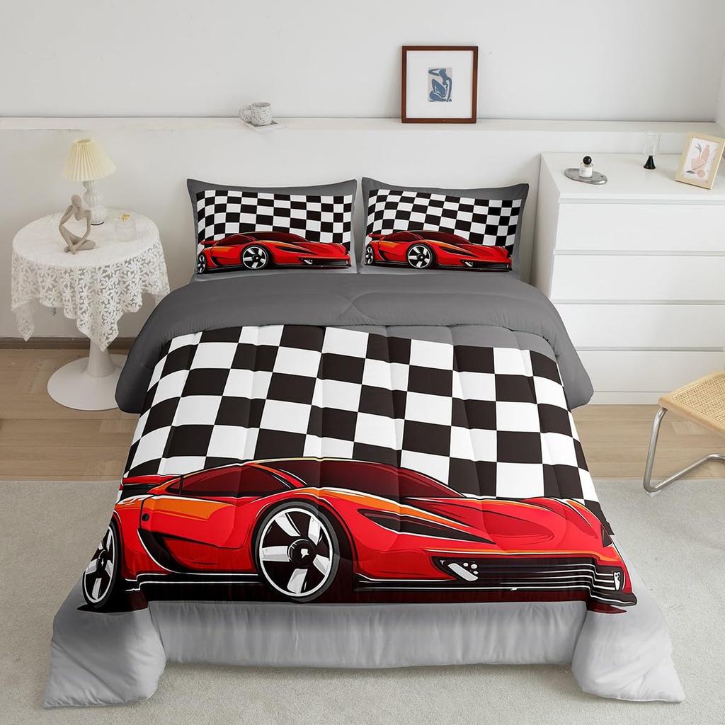 Erosebridal Teens Dirt Bike Comforter Set Twin Size, Motocross Rider Down Comforter for Kids Boys Adult Men, Motorbike Extreme Sport Bedding