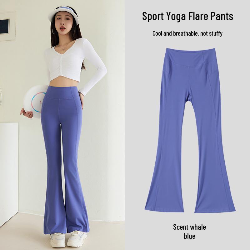 

Женские брюки для йоги с высокой талией и клешем от колена - Весенне-летняя фитнес-одежда 2024 XXL