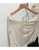 French Transparent Pleated Trumpet Sleeve Blouse - New Sweet & Spicy Women's Top