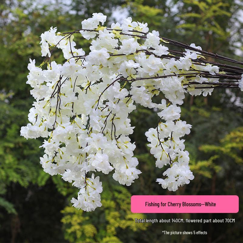 Silk Cherry Blossom Branch Artificial Vine: Floral Decoration for Weddings and Indoor Spaces