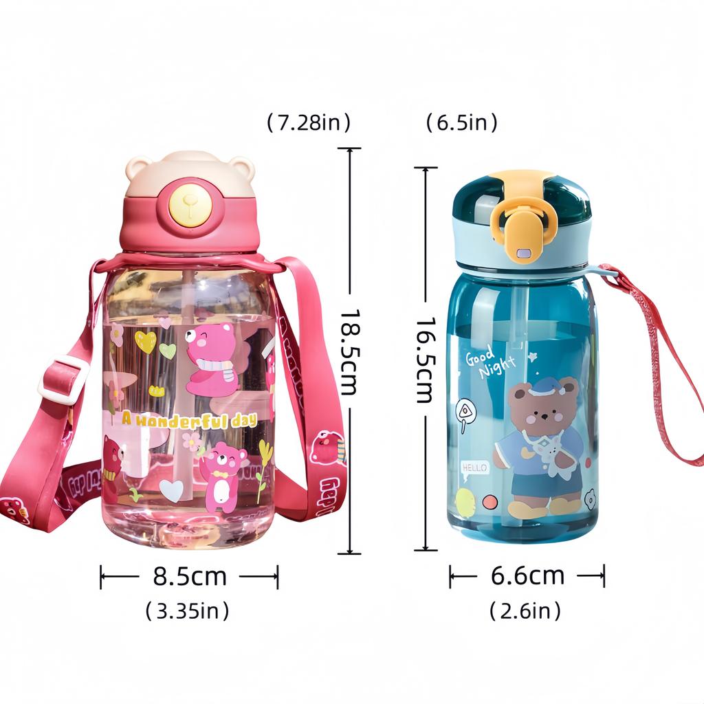 400/650ML Free BPA Leakproof Water Bottle Kids Water Cup Creative Cartoon Cup with Straw Portable Plastic Water Cup for Children