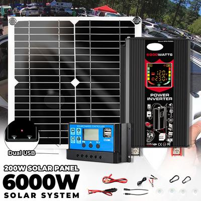Off-Grid Solaranlage für Zuhause 6000W 220V Wechselrichter 30A Regler 5V Solarmodul Komplettset für Haus Camping Für Auto Wohnmobil