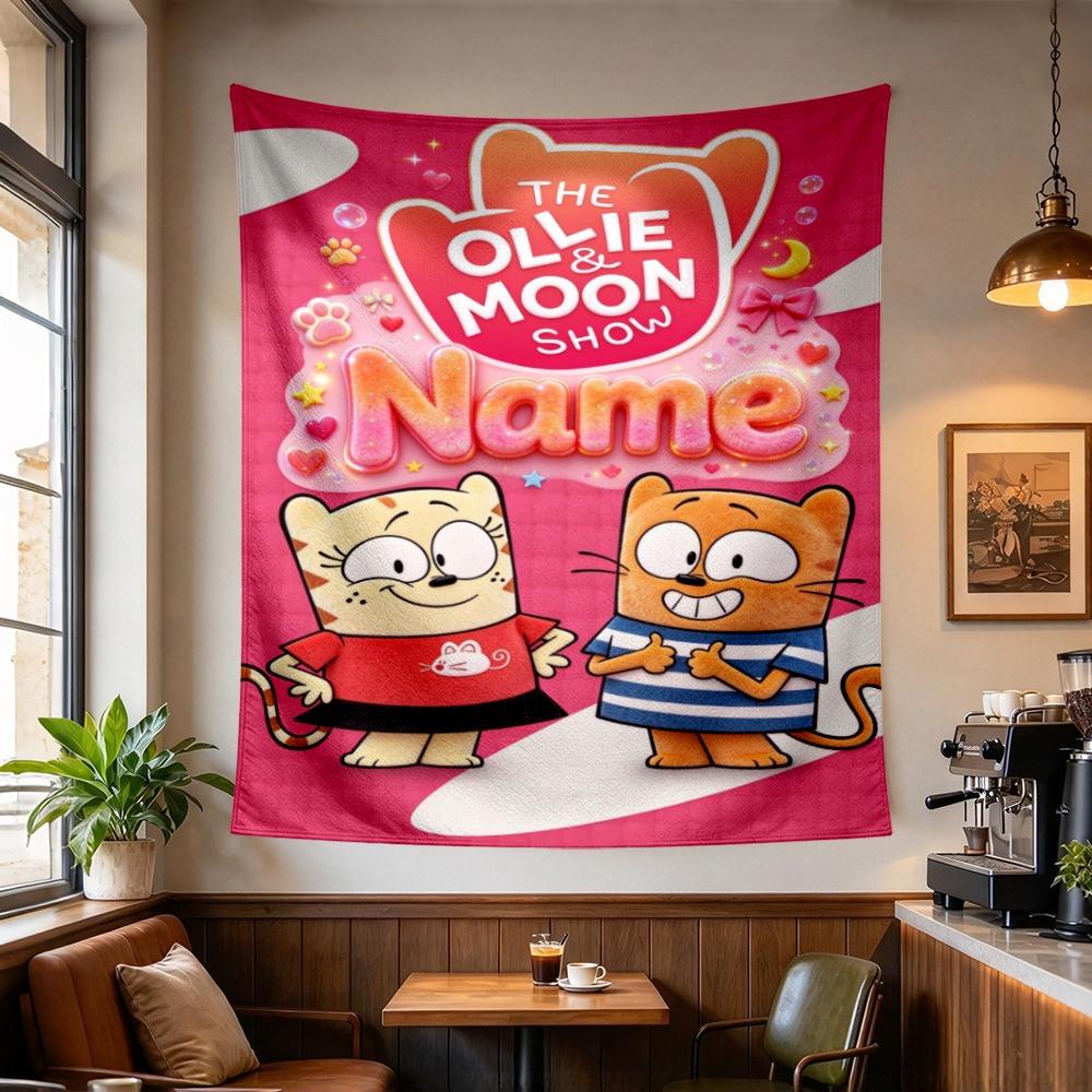 Custom Name Cute Cartoon Tapestry Wall Hanging for Bedroom, Living Room & Dorm Decor, Modern Home Wall Art