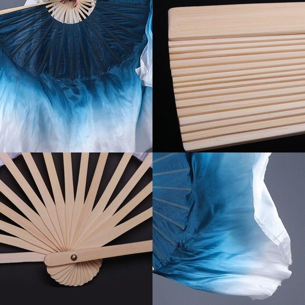 Durable Half Circle Classical Dance Fan Long Silk Chinese Traditional Hand Dye Folding Fan Performance Fan For Women