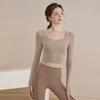 2025 Women's Spring Long-Sleeve Yoga Top with Chest Pads for Professional Fitness and Pilates