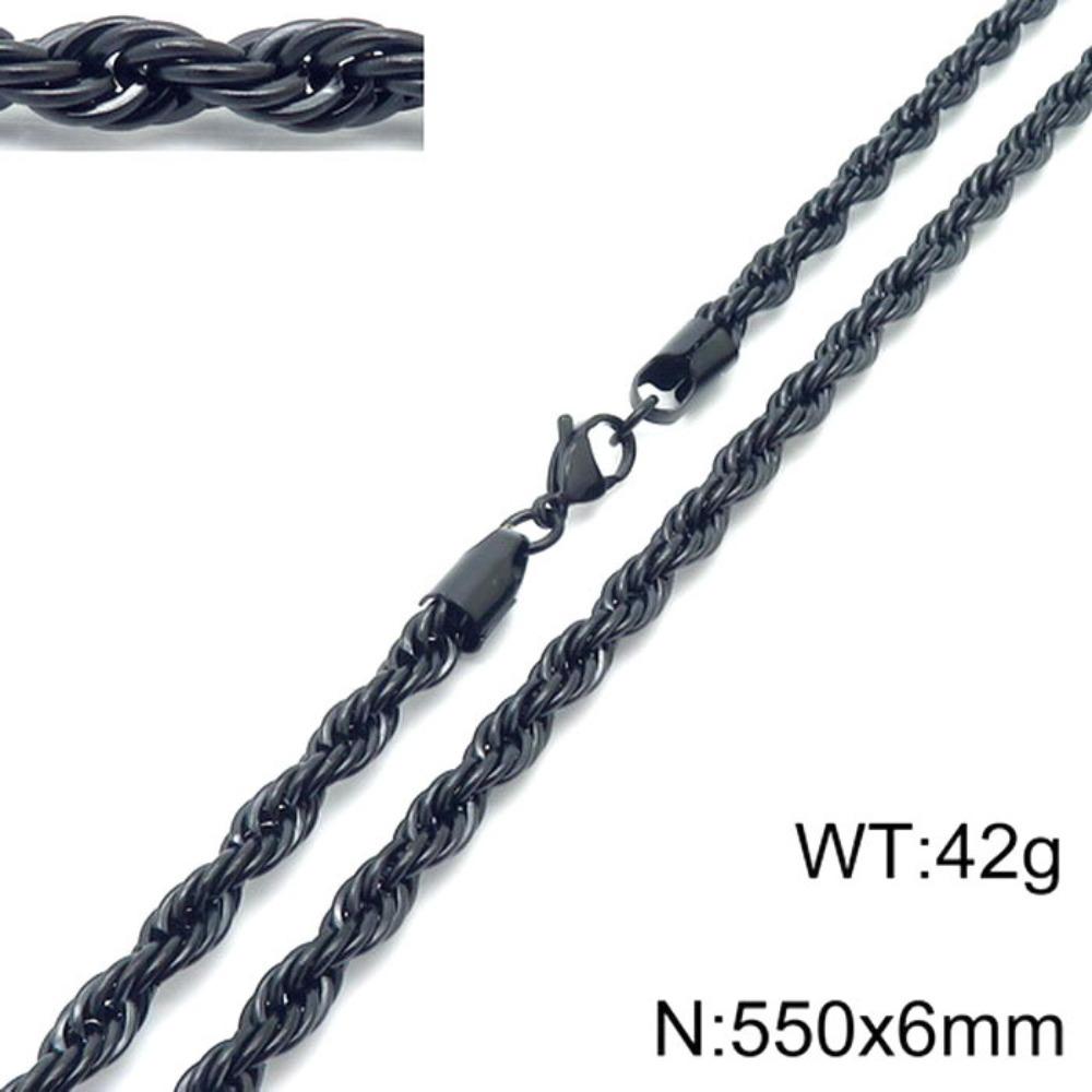 Hip-hop Style Vacuum Plating Black Titanium Steel Men's and Women's Winding Ladder Twist Necklace