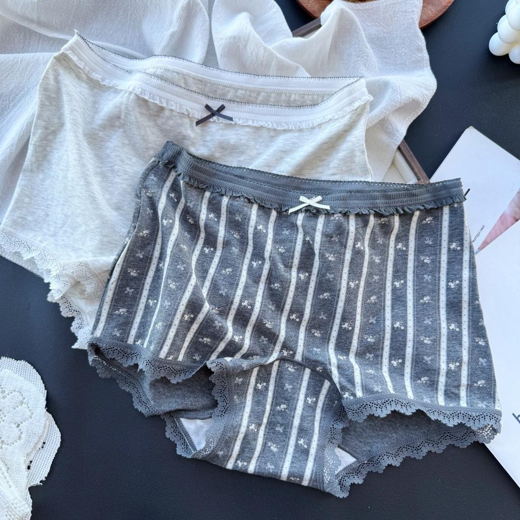 Women's Spring and Summer Polka Dot Striped Cute Cartoon Extended Crotch Briefs