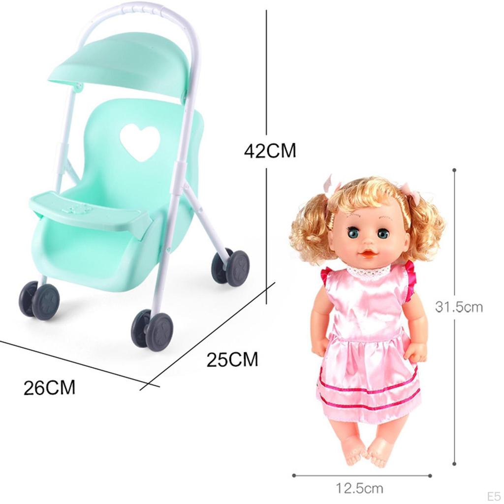 12 Inch Stroller with Basket Universal Wheels for Babies Infants Toddlers Girls Kids