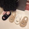 Women's Autumn and Winter New Fur Slippers Fashion Wear Belt Buckle Cotton Slippers