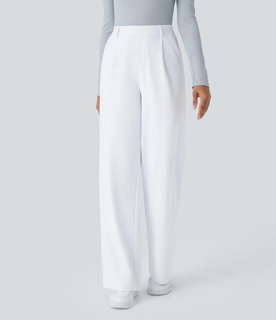 Women's High Waist Pleated Wide Leg Trousers