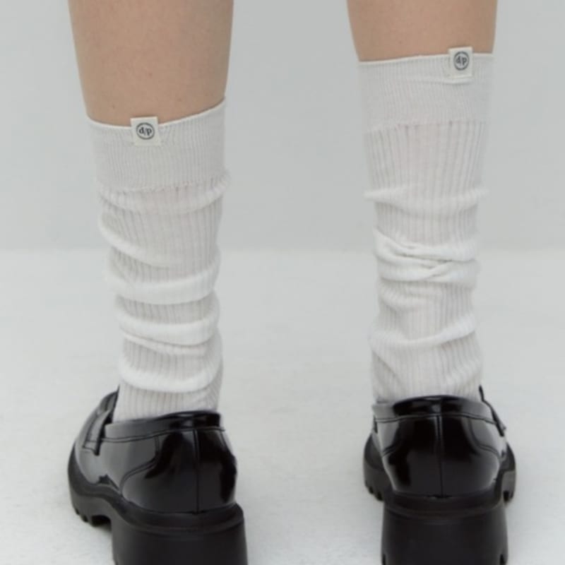 DEPOUND cotton rib knee socks - off white