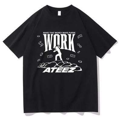 Ateez Work Vector T Shirt Fashion Men Harajuku Aesthetic Graphic T-Shirt Unisex High Quality Casual Vintage Cotton Tees Shirts