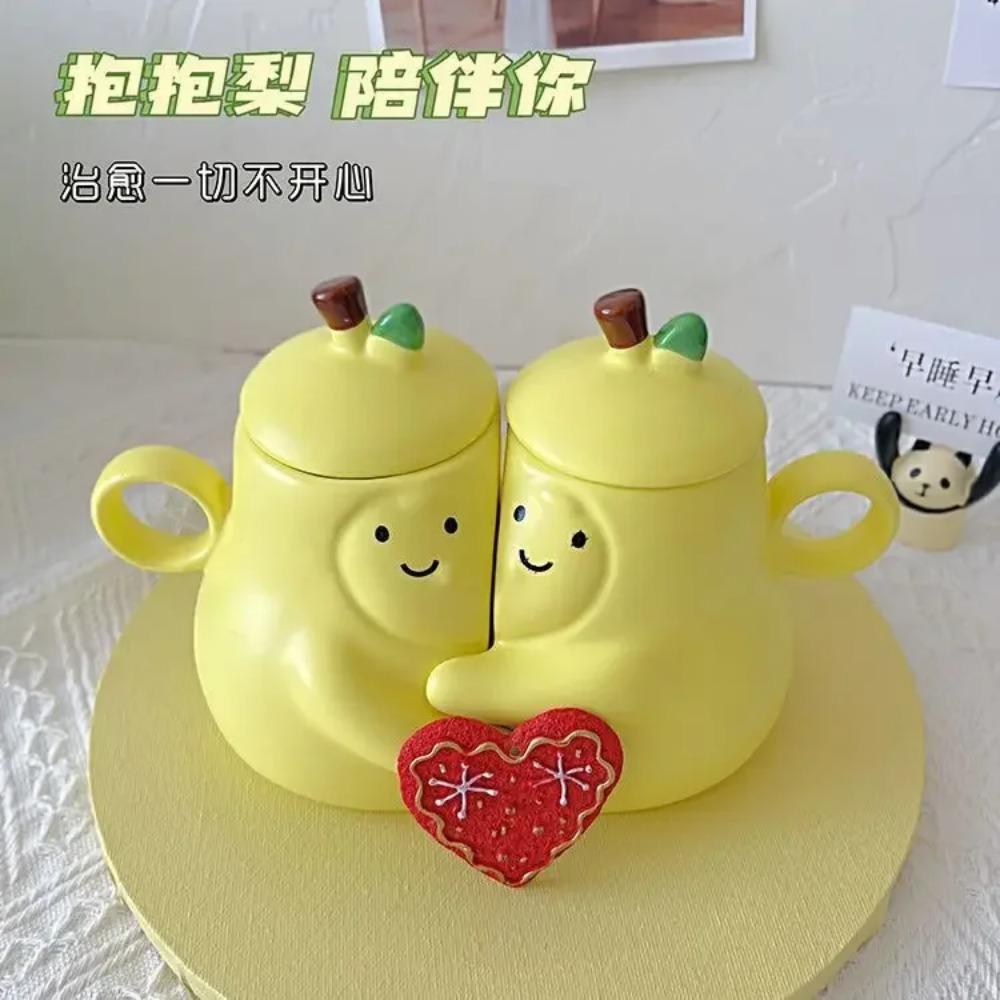 Kawaii Never Divide Pear Hugging Pear Couple Ceramic Cup Ins High Appearance Level Mug Cute Birthday Gift Water Cups Ceramic Mug