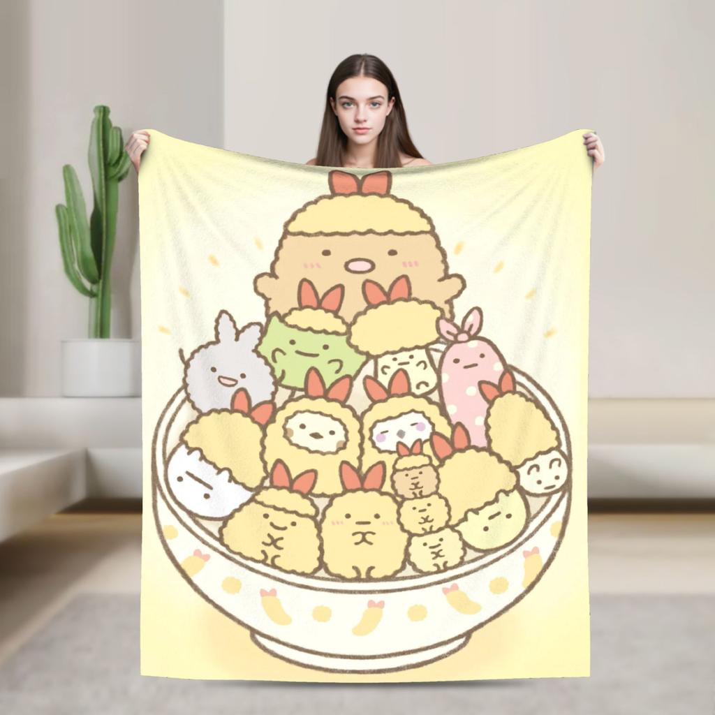 Sumikko Gurashi Cartoon Flannel Throw Blanket Shirokuma Penguin for Bedspread Knitted Blanket Car Lightweight Multifunction