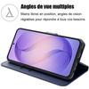 Coque pour Samsung Galaxy S26 Plus, Protection Anti-Rayures Cuir PU Bleu Marine - 2 Verres Trempés