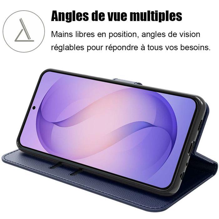 Coque pour Samsung Galaxy S26 Plus, Protection Anti-Rayures Cuir PU Bleu Marine - 2 Verres Trempés