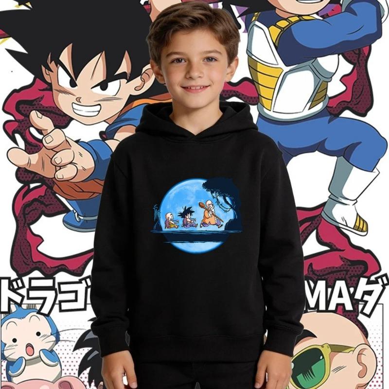 Dragon Ball Children's Sport Hooded Sweatshirt - Fall/Winter Fashion Retro Anime Print Boys' Girls' Comfortable Coat