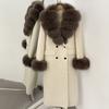 Atmosphere Detachable natural real fox fur collar wool coat women's new winter warm woolen coat