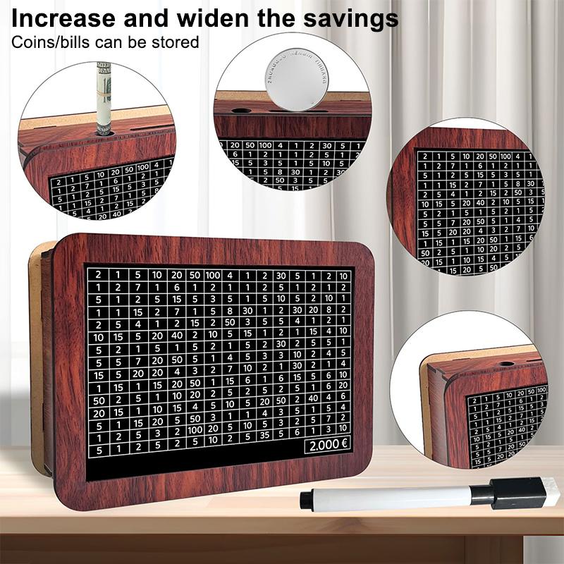 Wooden Money Saving Box Money Storage Bank With Saving Money Goals Counter Reusable Handmade Piggy Bank Coin Tray Storage Case