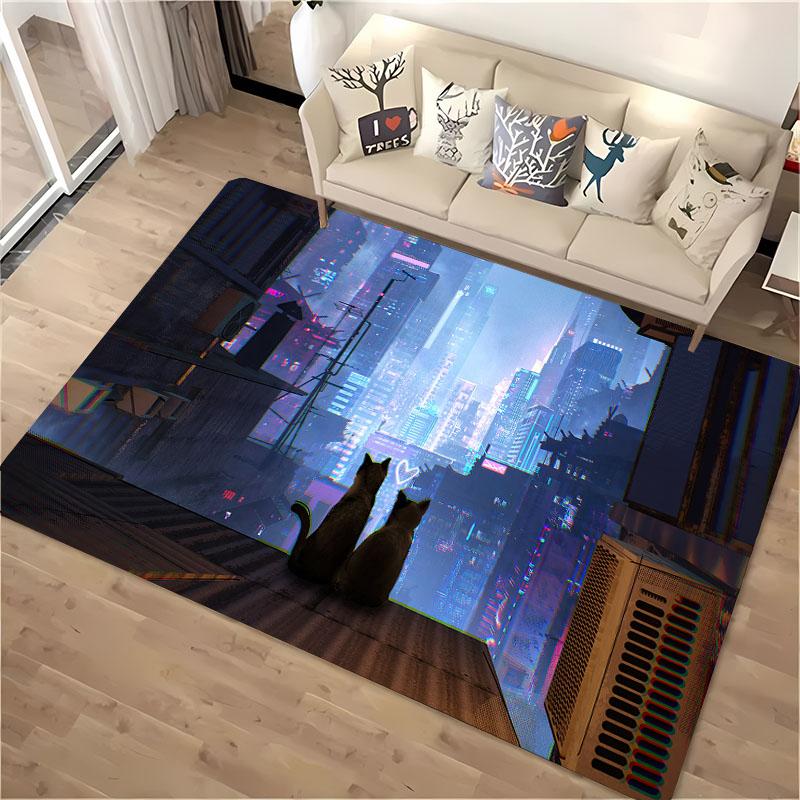 3D Printing Cat Large Area Carpets for Home Living Room  Children's Bedroom Sofa Doormat Kitchen Floor Rugs Anti-slip Decor Gift