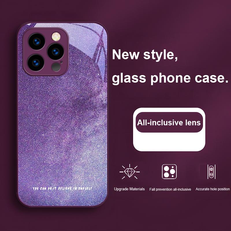 Brilliant Starry Sky For IPhone 16 Plus 15 14 13 12 Mini 11 Pro Max X XS XR 7 8 Plus 2022 Tempered Glass Phone Case