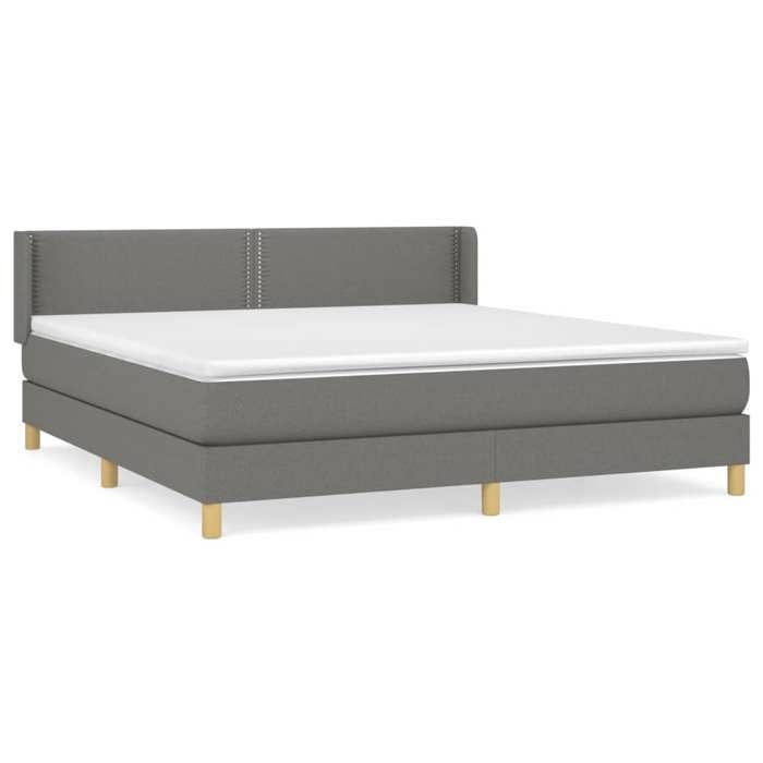 3130210 vidaXL Lit à sommier tapissier avec matelas Gris foncé 180x200cm Tissu