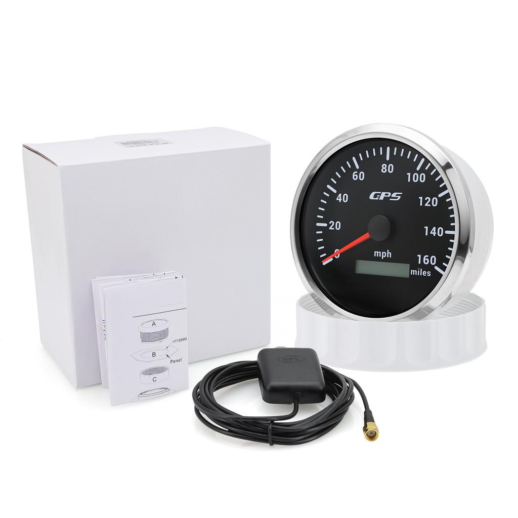 110mm GPS Speedometer 160MPH 0~8000rpm Tachometer Meter 7 Color 52mm Fuel Level Water Temp Oil Press Volt Sensor Kit 6 Gauge Set