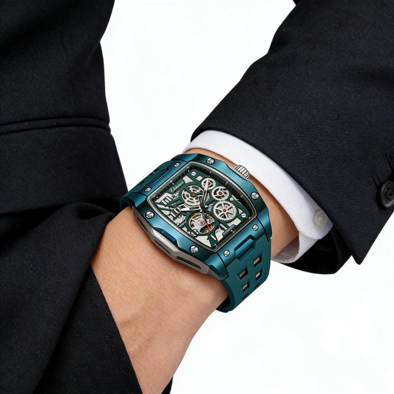 Top Luxury Luminous Skeleton Tourbillon Mechanical Sports Watch Men's Waterproof Automatic Wristwatch Steel Case Relogio