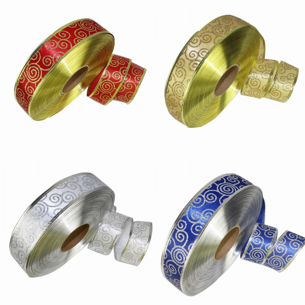 Fita Decorativa Versátil de 3,8 cm e 100 Jardas em Cores Ricas Para Enfeite de Árvore de Natal