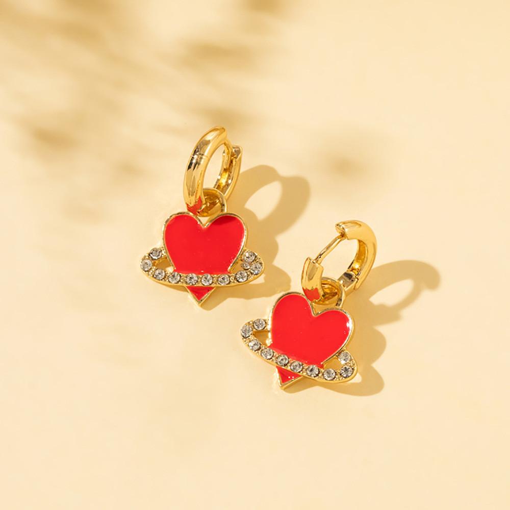 Heart Rhinestoneencrusted Elegant And Planet Earrings For Modern Women