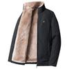 Men's Winter Stand-up Collar Coat with Fleece and Warm Cotton-padded Jacket Thickened Solid-color Down Jacket