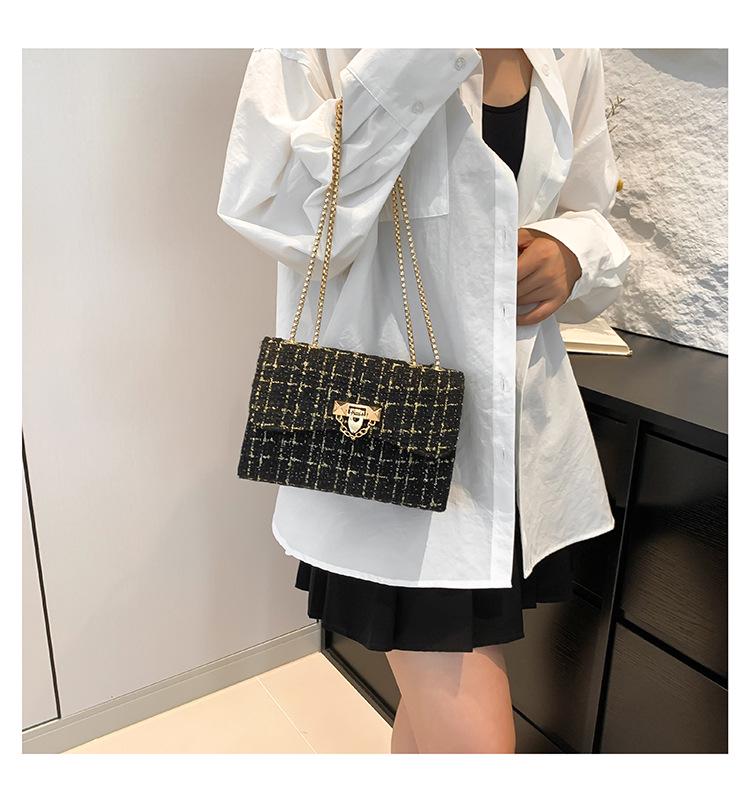 Women's Wool Plaid Chain Bag - Versatile Spring/Summer 2024 Style
