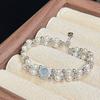 S911 Sterling Silver Aquamarine Woven Bracelet Fashionable Light Luxury High Sense Natural Freshwater Pearl Beaded Jewelry Handmade