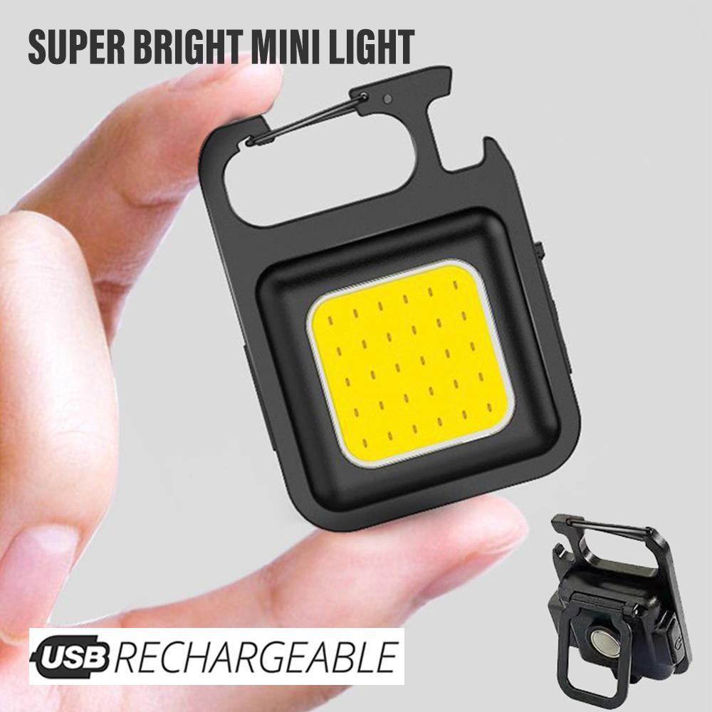 Minilommelykt Oppladbar Glare COB nøkkelringlys USB-lading Nødlamper LED-arbeidslys Bærbar utendørs campinglys