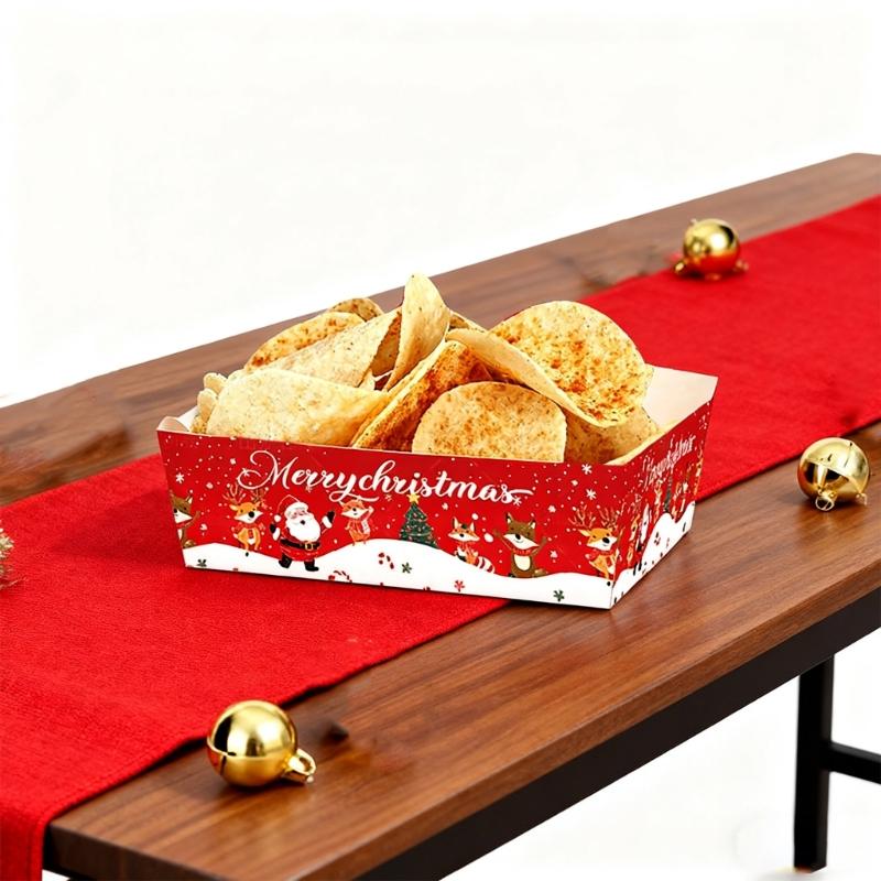 20Pcs Festival Paper Snack Plates Holiday Dinnerware For Christmas Gatherings Cookie Treats Biodegradable Serving Trays