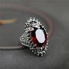 Retro Exaggerated Design Elegant Women's Fashion Oval Artificial Synthetic Red Garnet Ring Classic Design Women's EngaSynthetic Gemstoneent and Propos