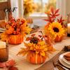 Decorative Harvest Festival Props Artificial Pumpkin Table Centerpiece with Sunflowers Maple Leaves And Pine Fall Centerpieces Cones, Halloween